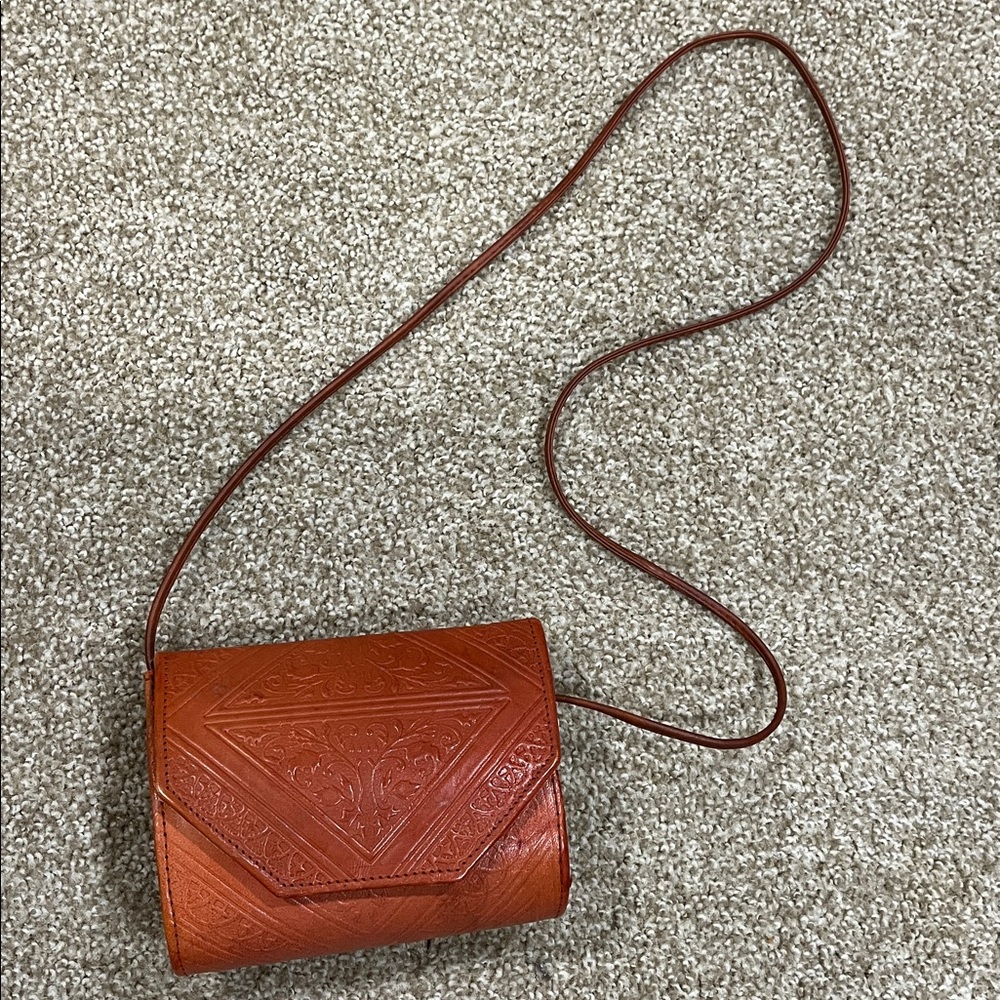 Vintage Leather Structured Crossbody Purse